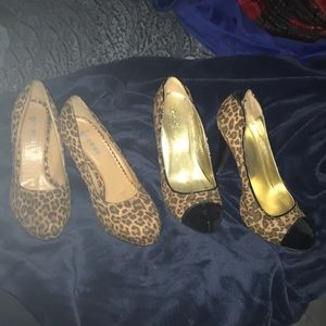 2 pairs of leopard print Hugh heels